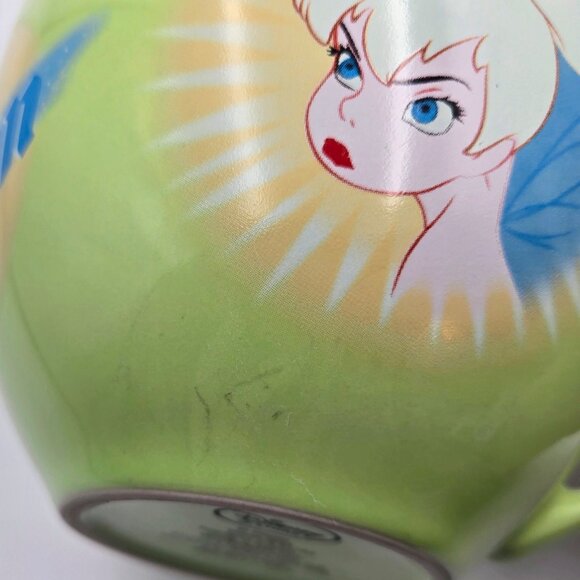 Walt Disney Presents Peter Pan Soup Mug Cereal Bowl Green Large Tinkerbell Read - Picture 10 of 11